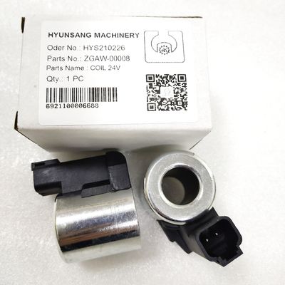 Solenoid Coil 24V ZGAW-00008 XKBL-00084 XKAL-00065 For Hyundai Excavator R1200-9 R140LC-9